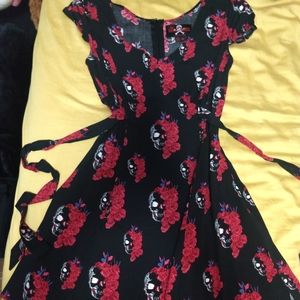 Black dress with skulls and roses